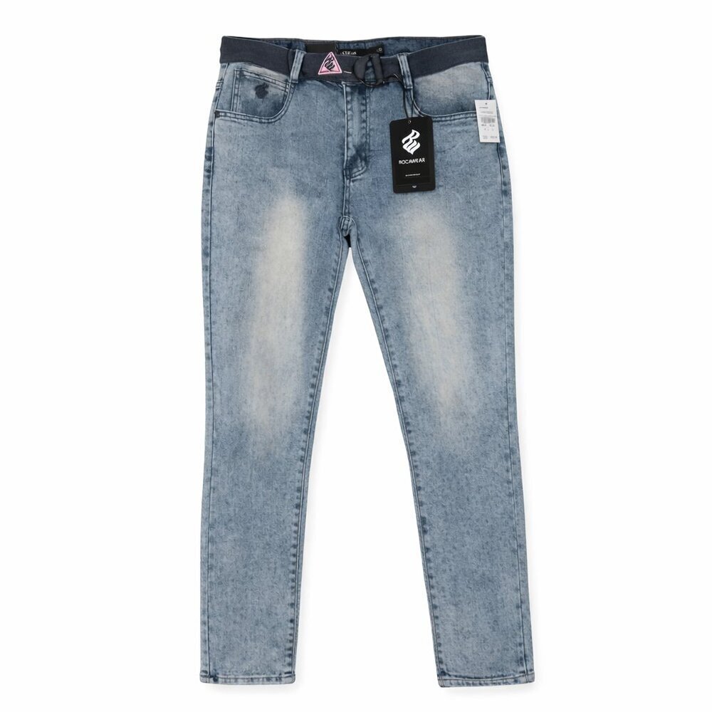 NWT ROCAWEAR Men’s Slim Fit Blue Belted Jeans Size 32x32